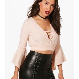 Black lace up crop top